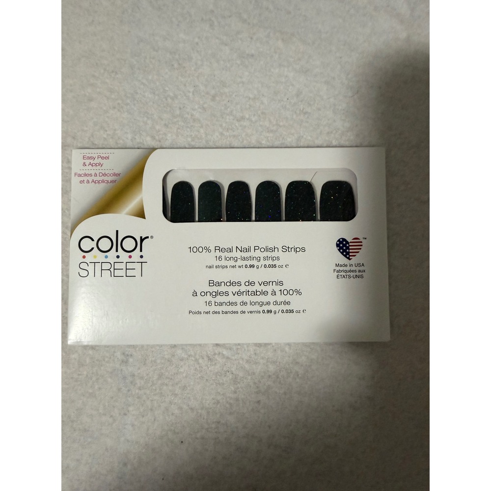 Color Street Scot Topic FMG166 Nail Polish Strips Dark Green Holographic Glitter